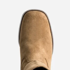 Eram Bottes^Botte en cuir velours esprit rétro CAMEL