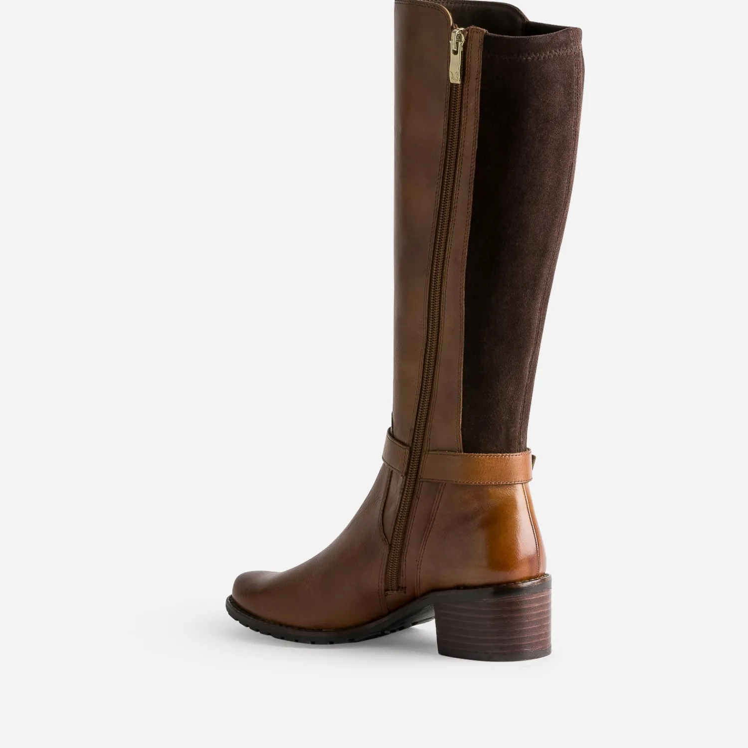Caprice Bottes^Botte camel cuir bi matière MARRON