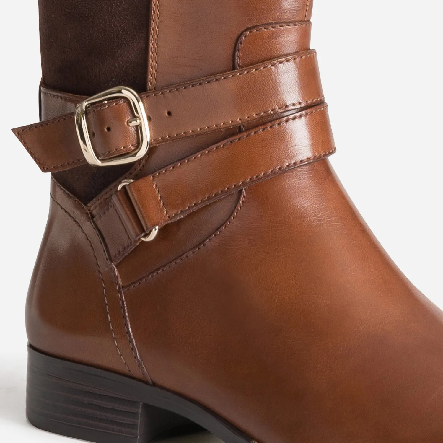 Caprice Bottes^Botte bi-matière double bride COGNAC