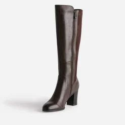 Caprice Bottes^Botte en cuir bi matière MARRON