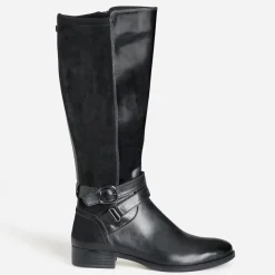 Caprice Bottes^Botte e bi-matière double bride NOIR