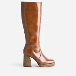 Eram Bottes^Botte cognac éco-conçue à plateforme CAMEL