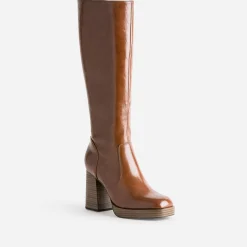 Eram Bottes^Botte cognac éco-conçue à plateforme CAMEL