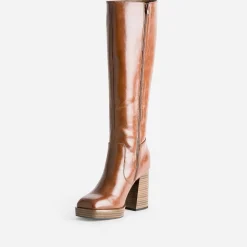 Eram Bottes^Botte cognac éco-conçue à plateforme CAMEL