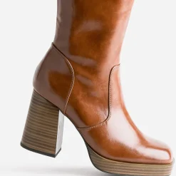 Eram Bottes^Botte cognac éco-conçue à plateforme CAMEL