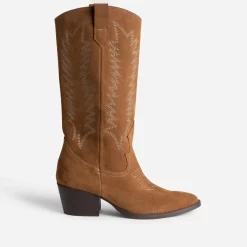 Texto Bottes^Botte cuir velours éco-conçue esprit santiag COGNAC