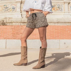 Texto Bottes^Botte cuir velours éco-conçue esprit santiag COGNAC