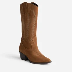 Texto Bottes^Botte cuir velours éco-conçue esprit santiag COGNAC