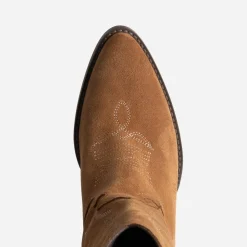 Texto Bottes^Botte cuir velours éco-conçue esprit santiag COGNAC