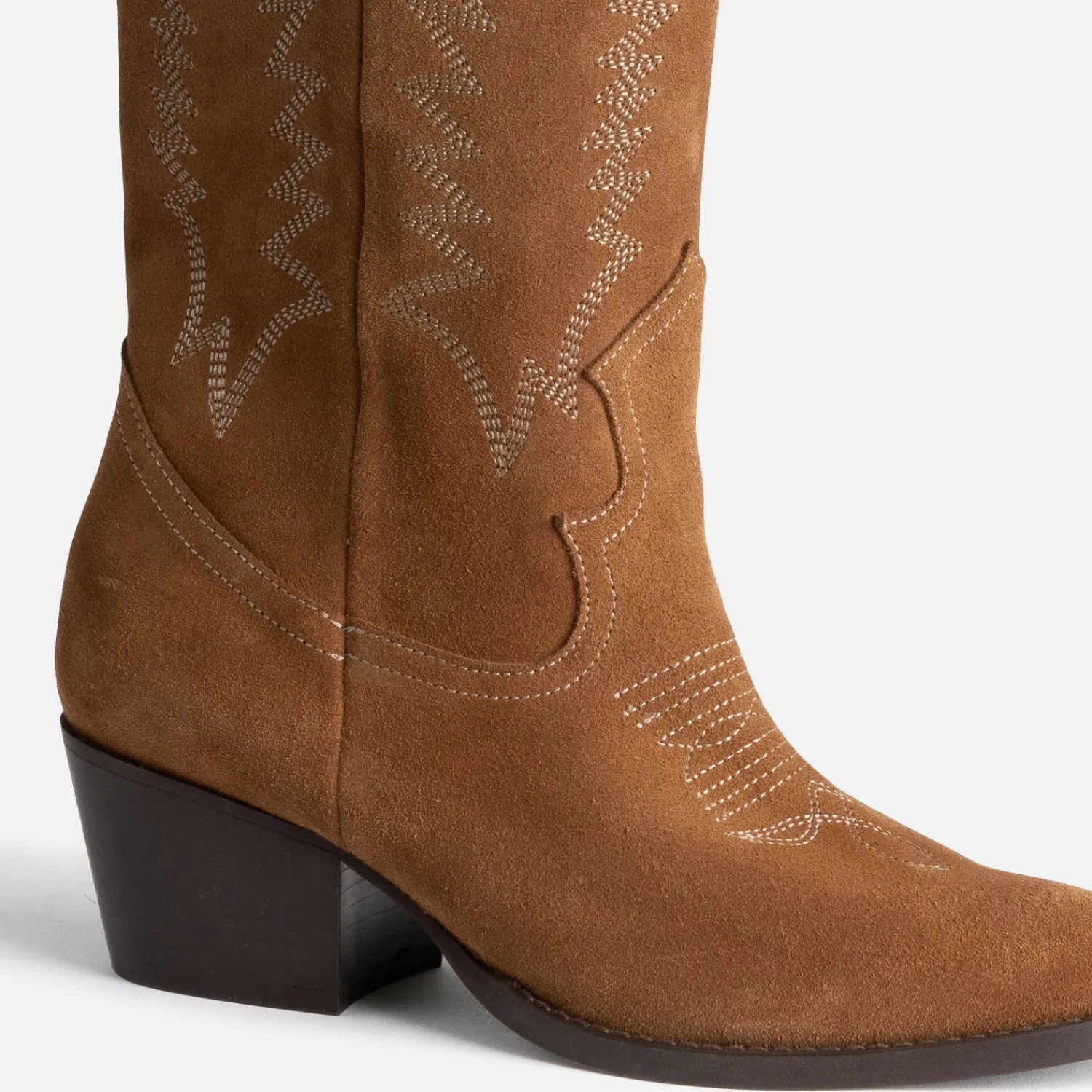Texto Bottes^Botte cuir velours éco-conçue esprit santiag COGNAC