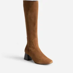Eram Bottes^Botte cuir velours souple COGNAC