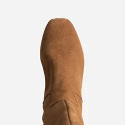 Eram Bottes^Botte cuir velours souple COGNAC