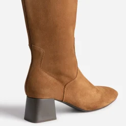 Eram Bottes^Botte cuir velours souple COGNAC