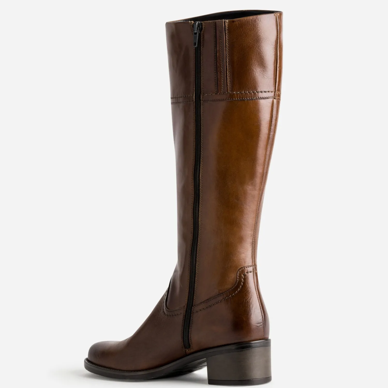 Eram Bottes^Botte en cuir forme cavalière COGNAC