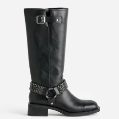Texto Bottes^Botte de motard e bride à strass NOIR