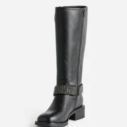 Texto Bottes^Botte de motard e bride à strass NOIR