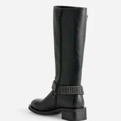 Texto Bottes^Botte de motard e bride à strass NOIR