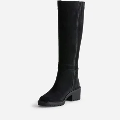 Eram Bottes^Botte esprit motard e cuir velours NOIR
