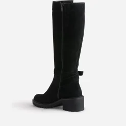 Eram Bottes^Botte esprit motard e cuir velours NOIR