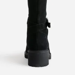 Eram Bottes^Botte esprit motard e cuir velours NOIR