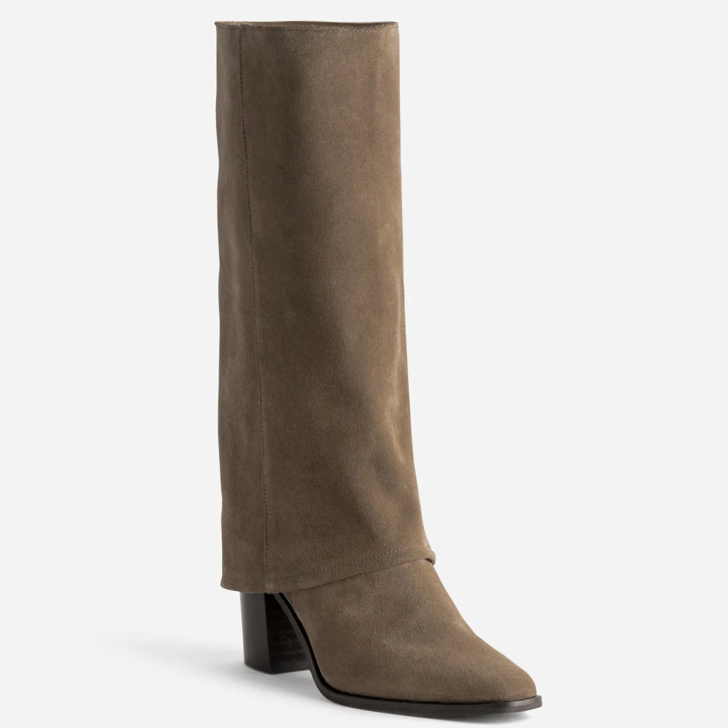 Texto Bottes^Botte fourreau cuir velours TAUPE