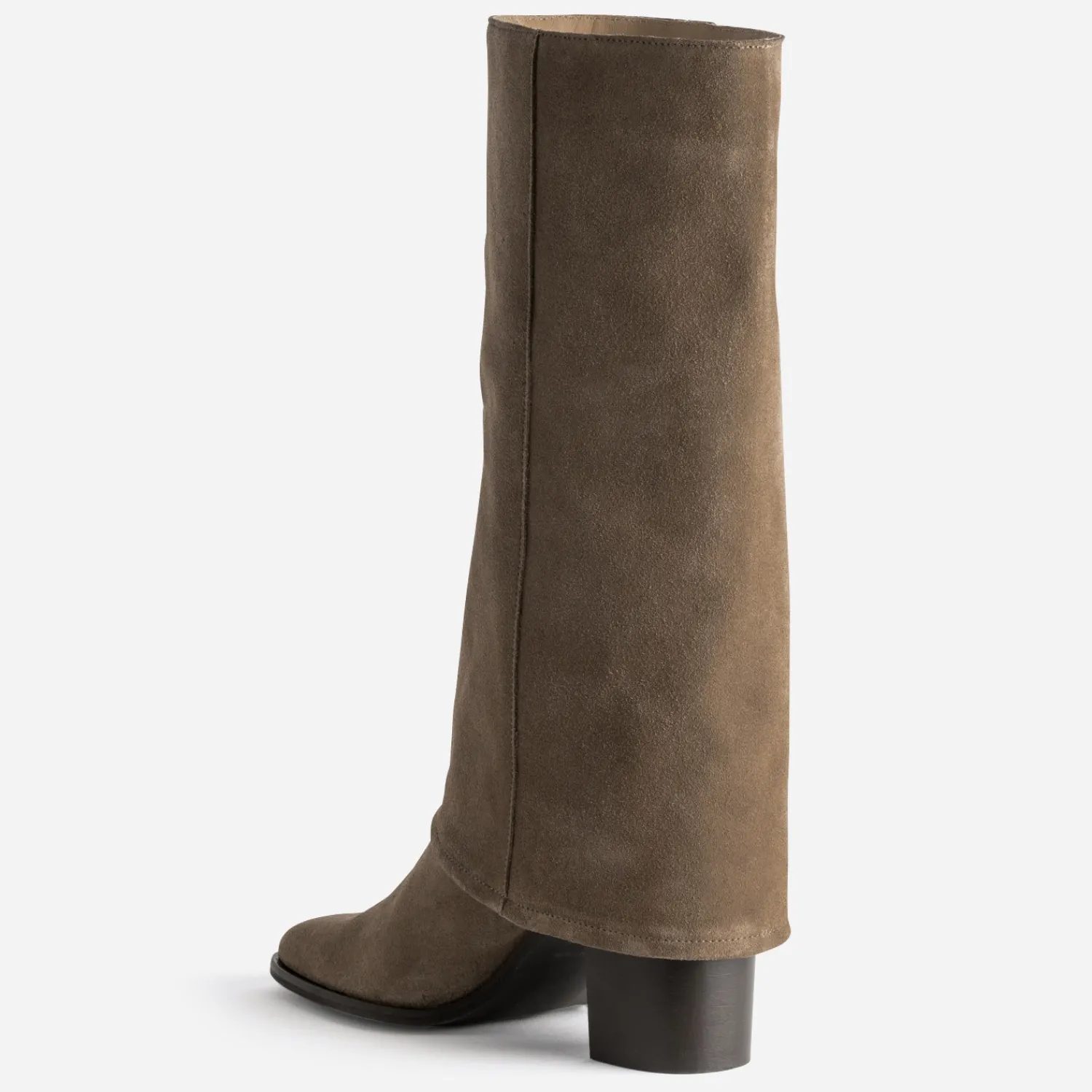 Texto Bottes^Botte fourreau cuir velours TAUPE