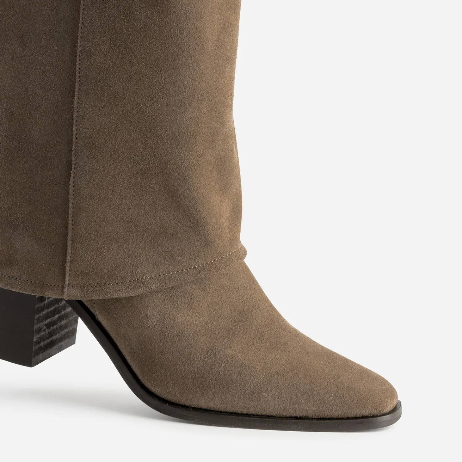 Texto Bottes^Botte fourreau cuir velours TAUPE