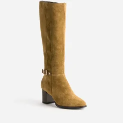 Eram Bottes^Botte marron clair en cuir velours CAMEL