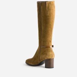 Eram Bottes^Botte marron clair en cuir velours CAMEL