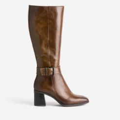 Eram Bottes^Botte en cuir à talon MARRON