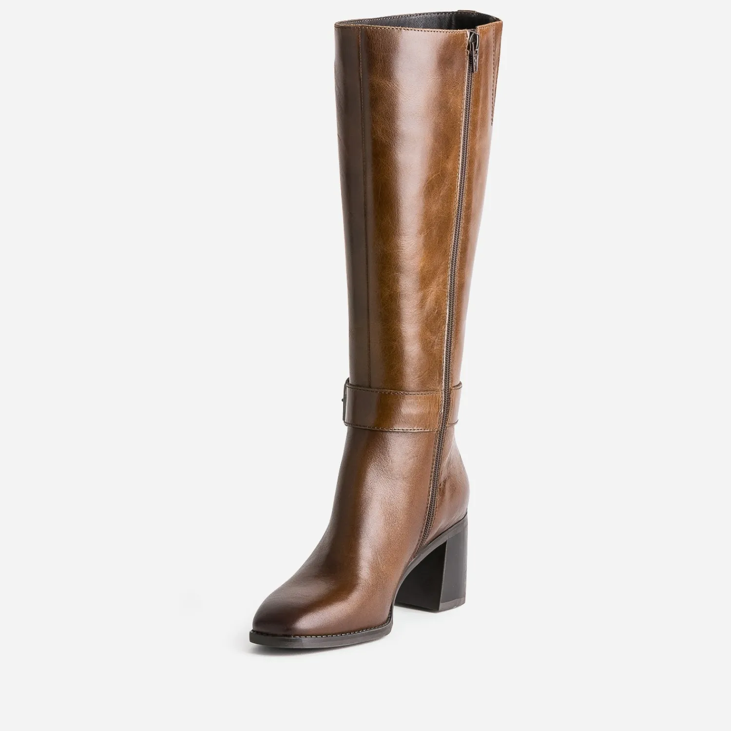 Eram Bottes^Botte en cuir à talon MARRON