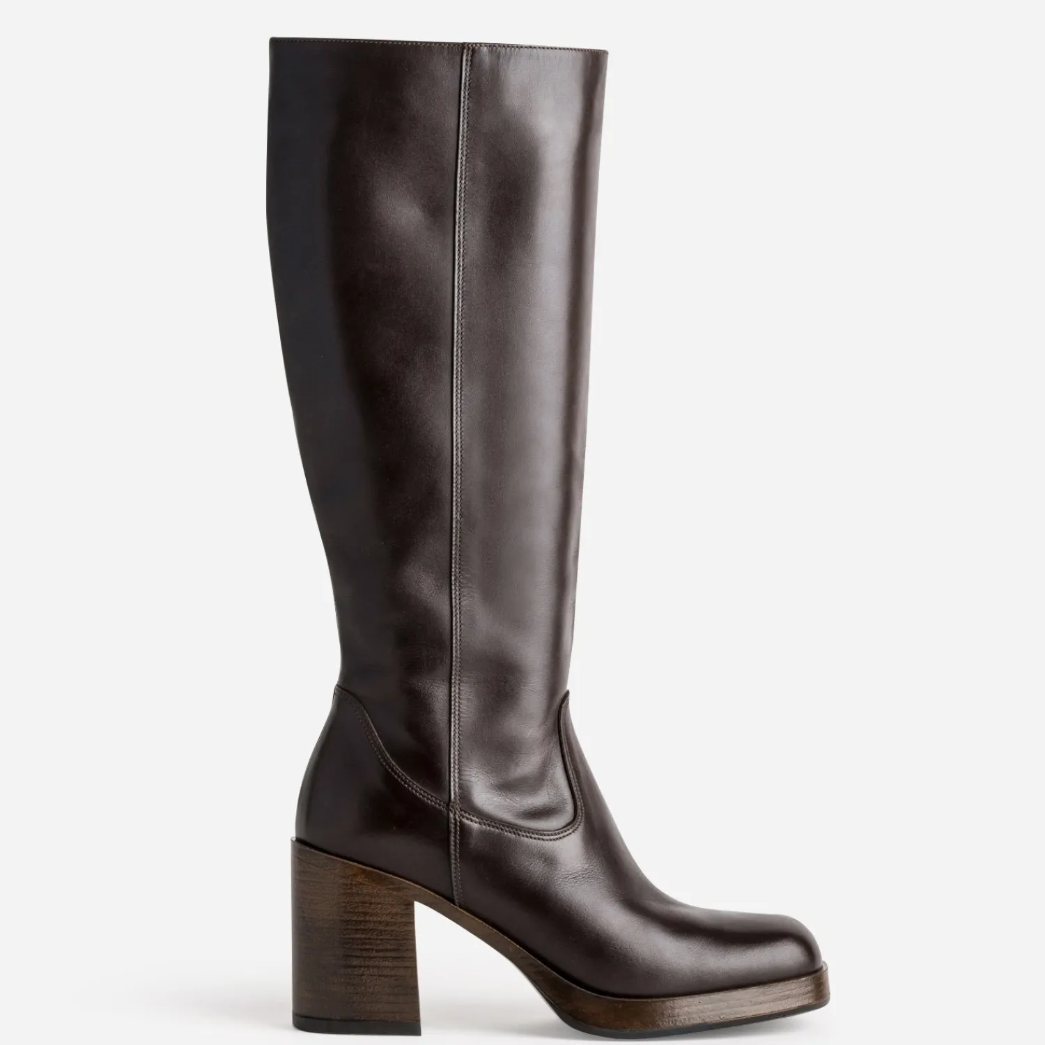 Eram Bottes^Botte en cuir esprit rétro MARRON