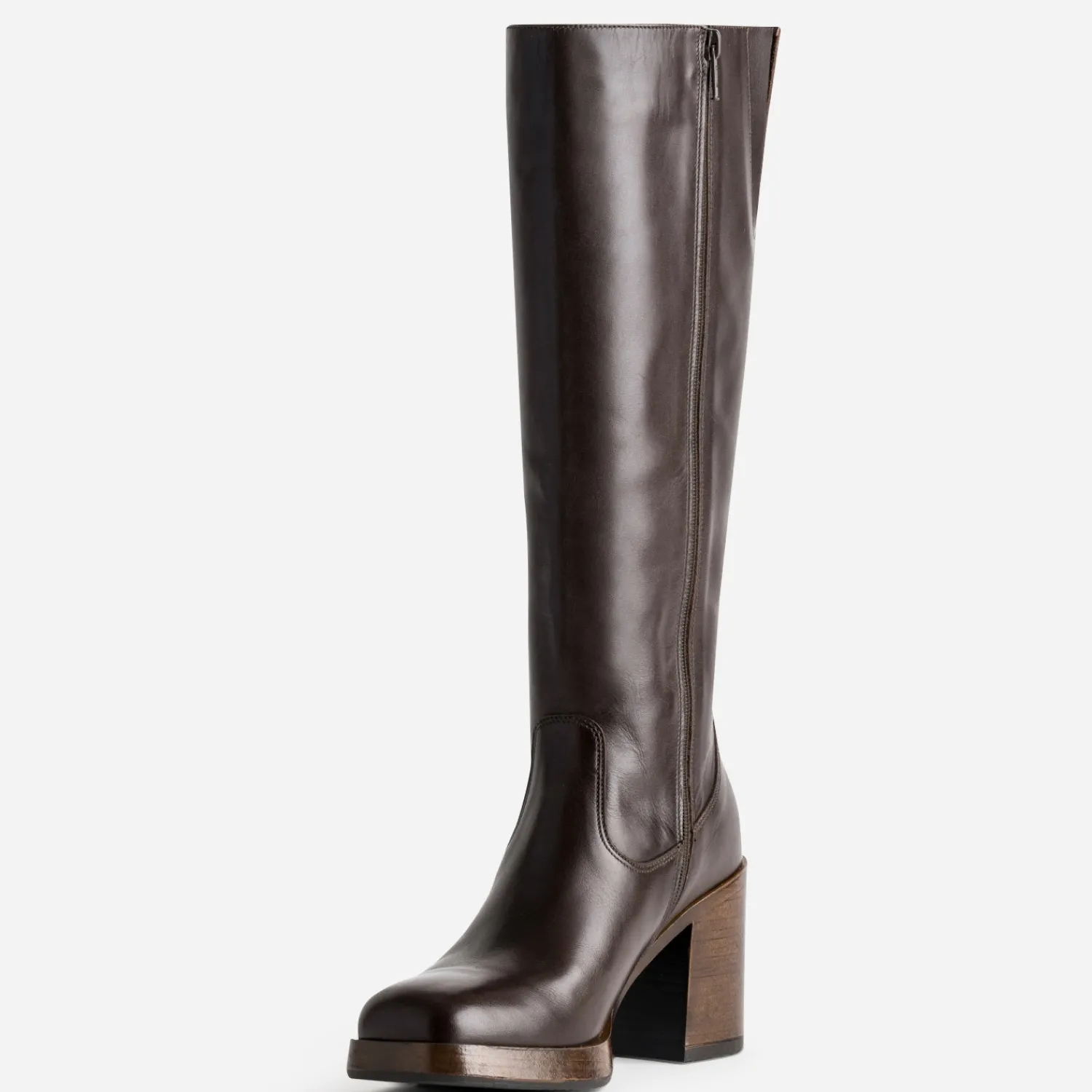 Eram Bottes^Botte en cuir esprit rétro MARRON