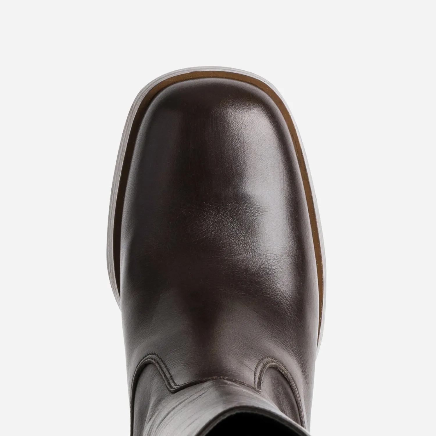 Eram Bottes^Botte en cuir esprit rétro MARRON