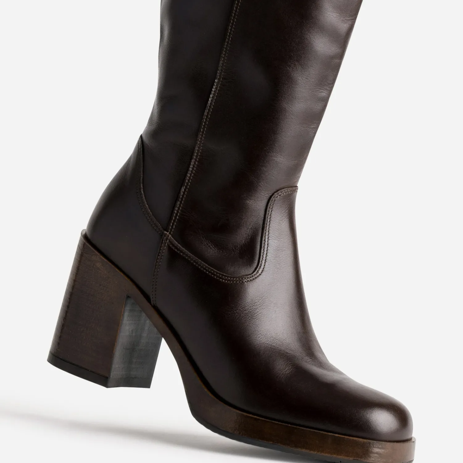 Eram Bottes^Botte en cuir esprit rétro MARRON