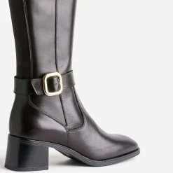Eram Bottes^Botte foncé cuir avec bride MARRON