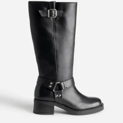 Texto Bottes^Botte motard e en cuir NOIR