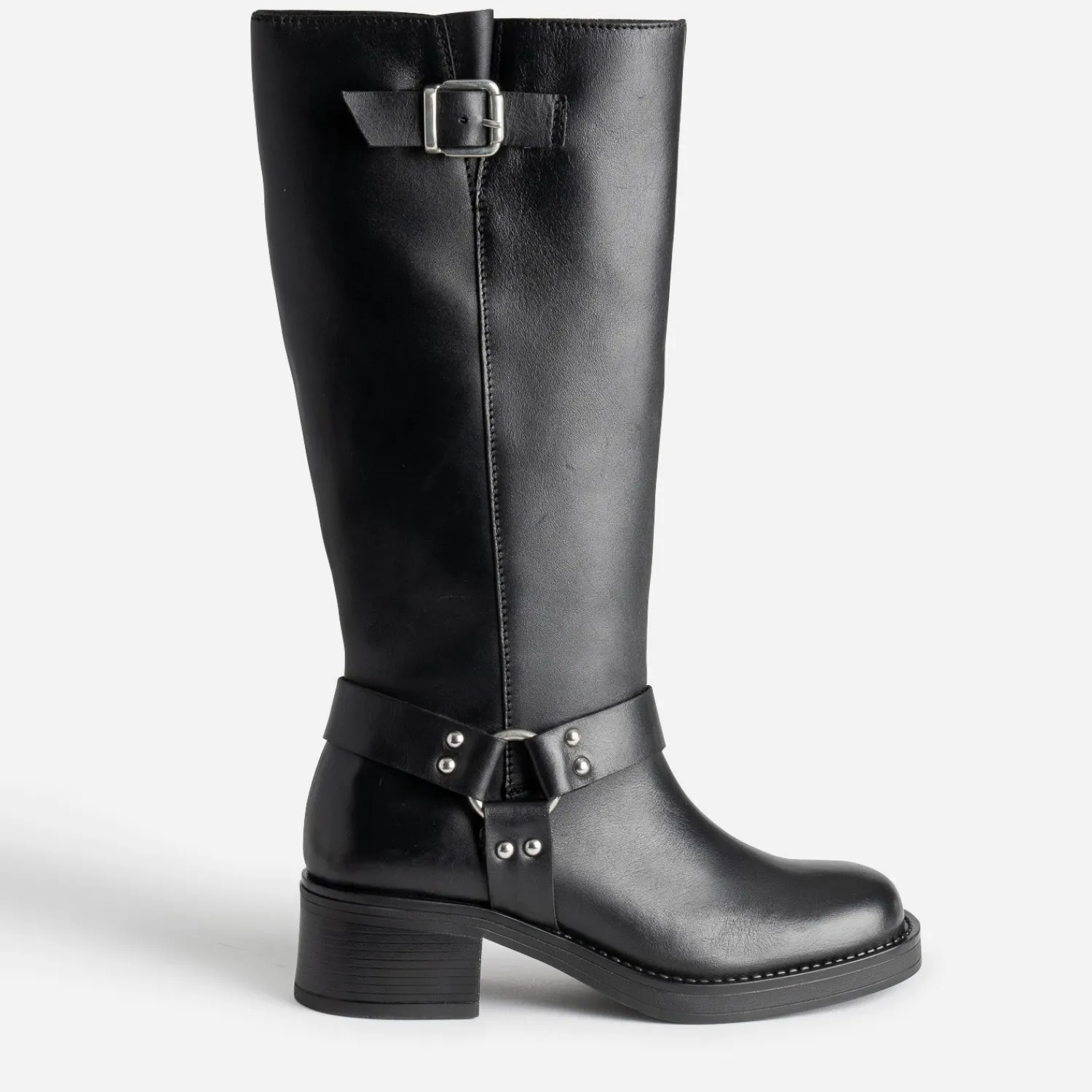 Texto Bottes^Botte motard e en cuir NOIR