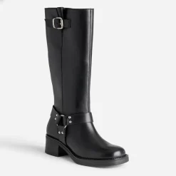 Texto Bottes^Botte motard e en cuir NOIR