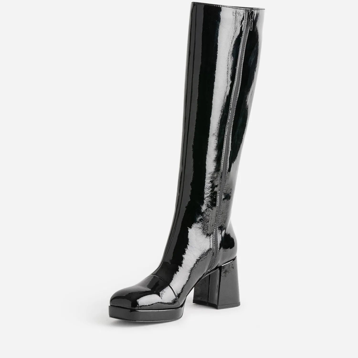 Eram Bottes^Botte e éco-conçue vernie à bout carré NOIR