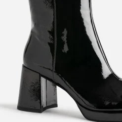 Eram Bottes^Botte e éco-conçue vernie à bout carré NOIR
