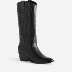 Texto Bottes^Botte e cuir éco-conçue esprit santiag NOIR