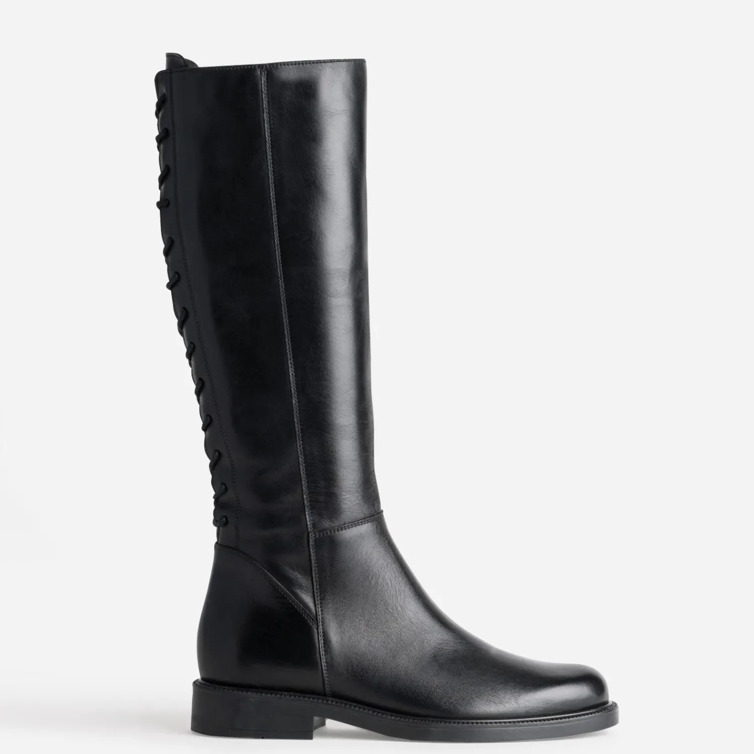 Eram Bottes^Botte e cuir tige lacée NOIR
