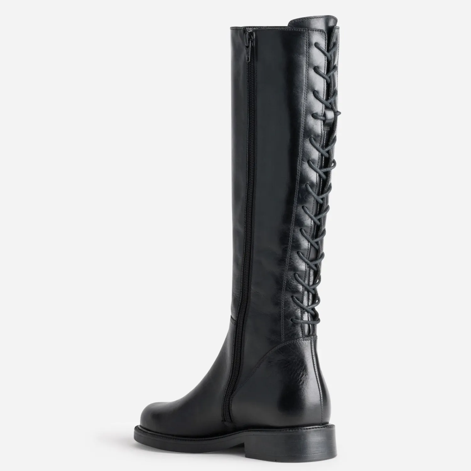 Eram Bottes^Botte e cuir tige lacée NOIR