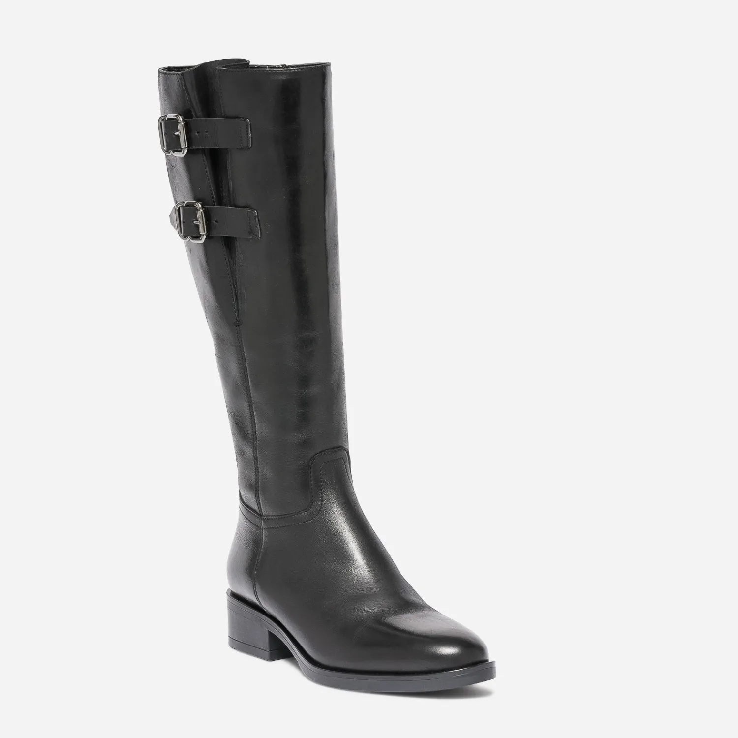 Eram Bottes^Botte e en cuir à double boucle NOIR