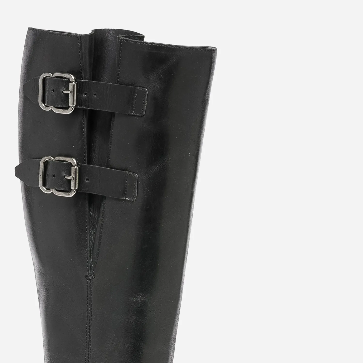 Eram Bottes^Botte e en cuir à double boucle NOIR