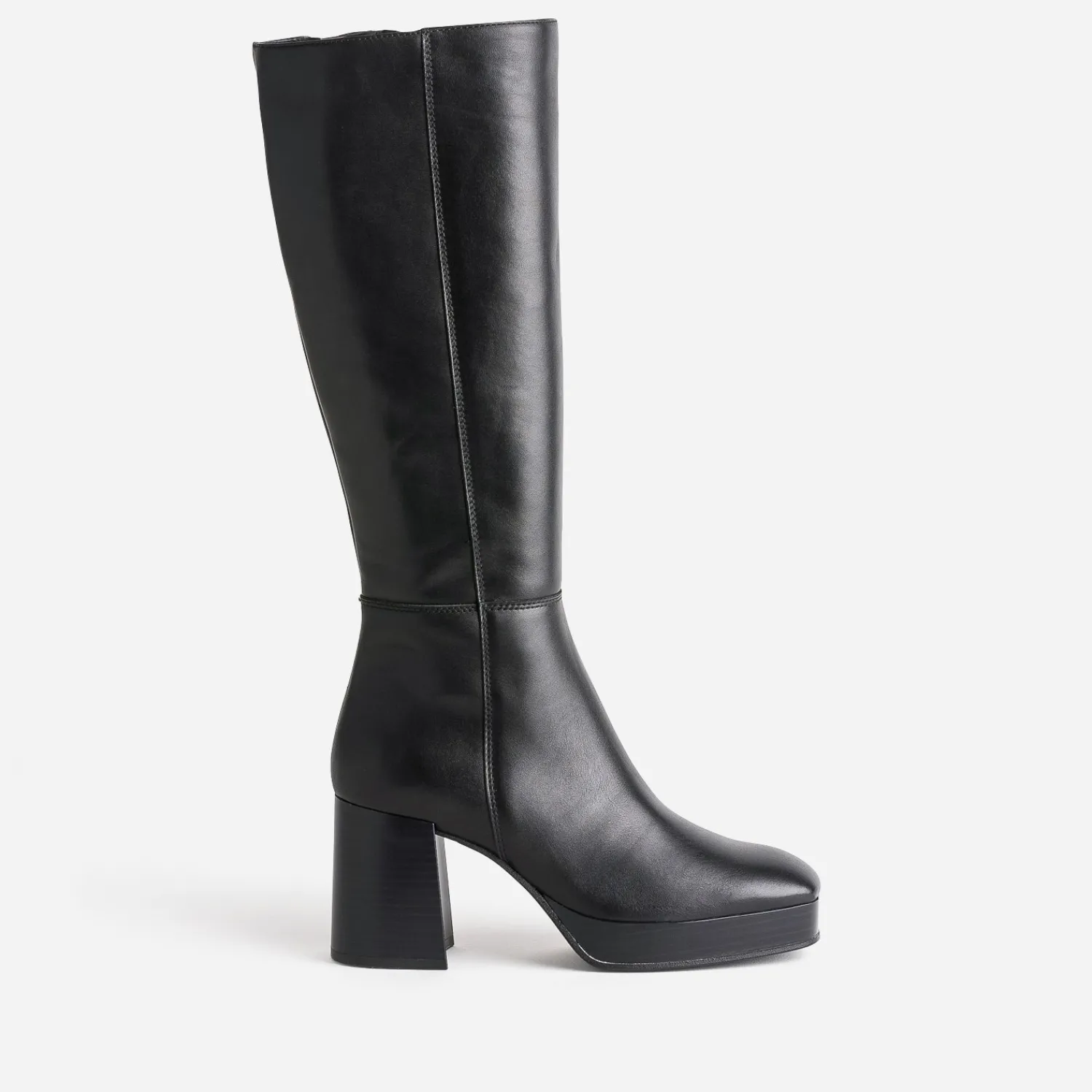 Eram Bottes^Botte e en cuir à plateforme pour mollets fins NOIR