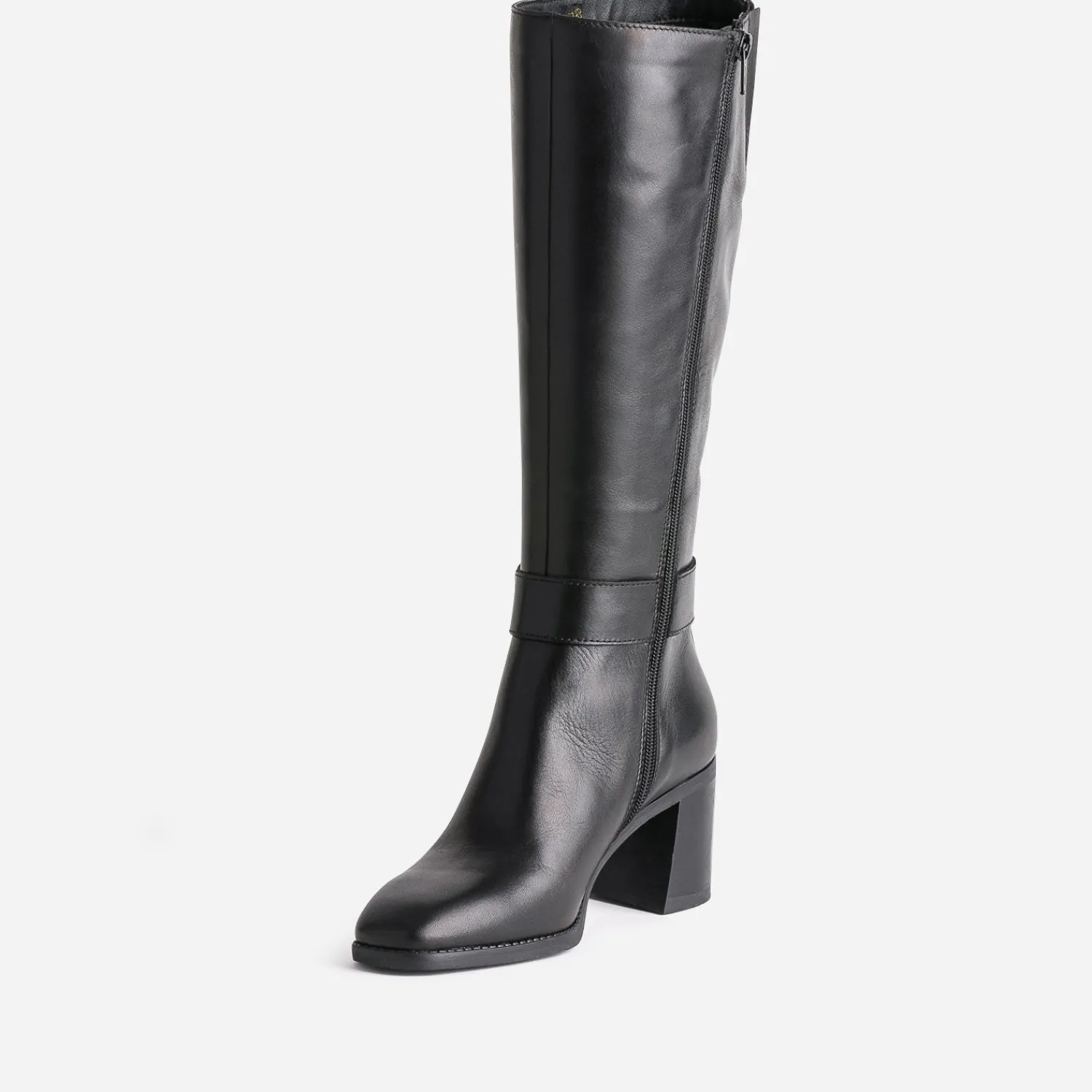 Eram Bottes^Botte e en cuir à talon NOIR
