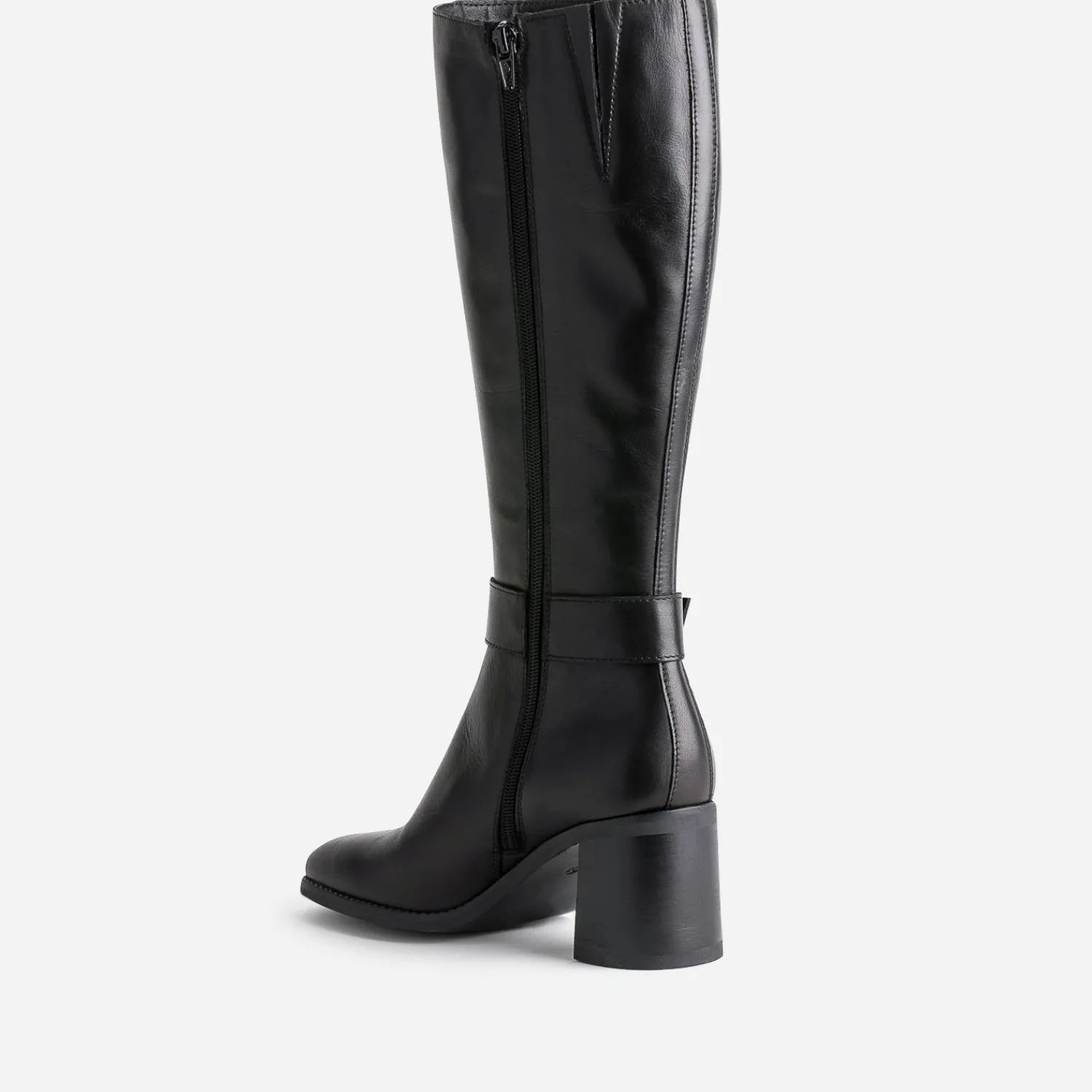 Eram Bottes^Botte e en cuir à talon NOIR