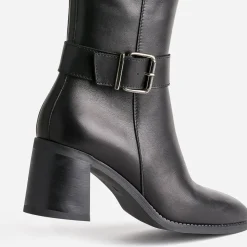 Eram Bottes^Botte e en cuir à talon NOIR